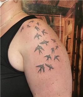Omuza Kırlangıç Kuşları Dövmesi / Swallow Birds Tattoo