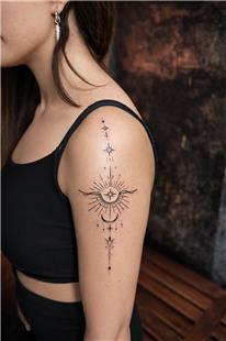 Omuza G�ne� Ay Y�ld�zlar D�vmesi / Sun Moon and Stars Tattoo