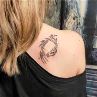 Yin Yang ve Koi Bal Dvmesi / Yin Yang and Koi Fish Tattoo