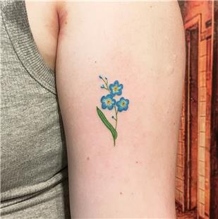 Renkli Minimal iek Dvmesi / Colorful Minimal Flower Tattoo