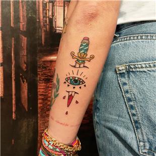 Old School Kama ve Gz Dvmesi / Old School Dagger and Eye Tattoo