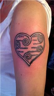 Kalp İçinde Latince Sözler Dövmesi / Latin Words in the Heart Tattoo
