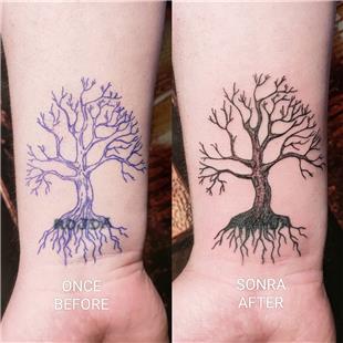 Ağaç Dövmesi İle İsim Dövmesi Kapatma Çalışması / Name Tattoo Cover Up