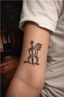 �ello ve Kedi D�vmesi / Cat Playin Cello Tattoo
