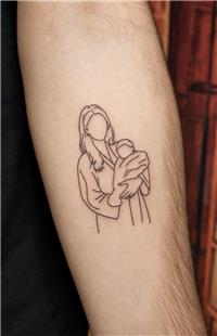 �izgisel Aile Anne O�ul Foto�raf� D�vmesi / Family Portrait Line Art Tattoo Mom and Son