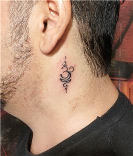Om Nefes Değişim Sembolü Boyun Dövmesi / Om Change Breath Symbol Neck Tattoo