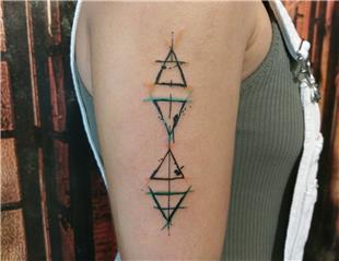 Simgesel 4 Element Renkli Geometrik gen Dvmeleri / The Four Elements Geometric Colourful Triangle Tattoos