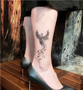 Simurg Zmrd Anka Kuu Bacak Dvmesi / Phoenix Leg Tattoo, Simurg