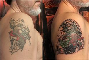 Ejderha Dvmesi Celtic Ejder Dvmesi ile Kapatma almas / Celtic Dragon Tattoo Cover Up