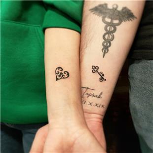 Çift Dövmeleri Kalp Kilit ve Anahtar / Couple Tattoos