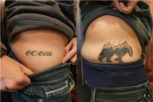 Ecem sim Dvmesini Ay ve am Aalar Motifi ile Kapatma almas / Name Tattoo Cover Up 