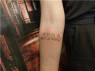 Kol zerine Drt Kedi Dvmesi / Four Cat Tattoo on Arm