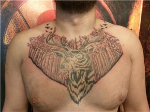 Gs zerine Geyik ve Orman Dvmesi / Deer and Forest Tattoo