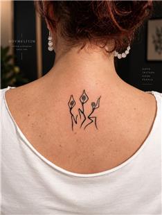 Enseye Dans Eden Fig�rler D�vmesi / Dancing Figures Tattoo on the Neck