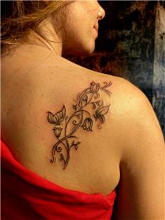 Kelebek iek Omuz Srt Dvmesi / Butterfly Flower Shoulder Back Tattoo