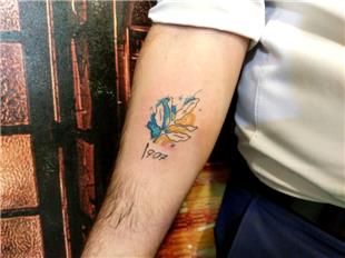 Fenerbahe Mee Palamudu 1907 Sar Lacivert Sulu Boya Dvme / Fenerbahce Watercolor Tattoo