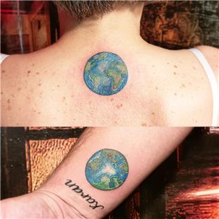 Renkli Dnya Dvmesi / Colorful World Tattoo