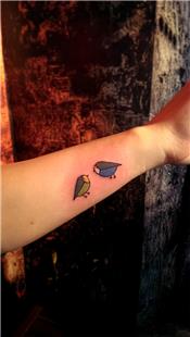 Renkli Geometrik izim Ku Dvmeleri / Cute Bird Tattoos