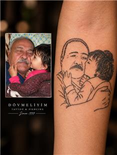 Dede Torun �izgisel Portre D�vmesi / Simple Portrait Family Tattoo