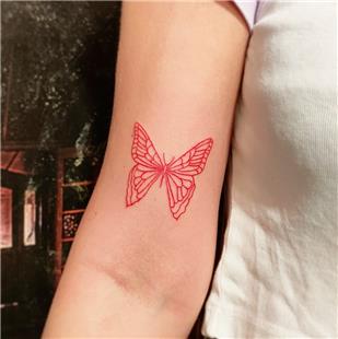 izgisel Krmz Kelebek Dvmesi / Red Line Butterfly Tattoo
