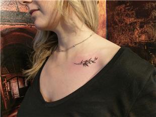 Dal ve Yapraklar Dvmesi / Bough with Leaves on Collarbone Tattoos