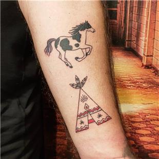 Kzlderili At ve adr Dvmesi / Horse and Tent Tattoo