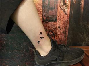 Ayak Bileine Uan Kular Dvmesi / Flying Birds Tattoo on Ankle