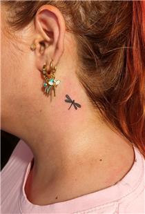 Boyuna Yusufçuk Dövmesi / Dragonfly Tattoo Neck Tattoo