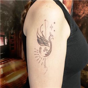 Zümrüdü Anka Kuşu Dövmesi / Phoenix and Triskelion Tattoo