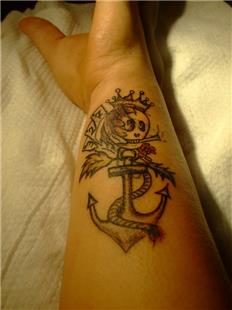 apa ve Kral Kuru Kafa Dvmesi / Anchor and King Skull Tattoo