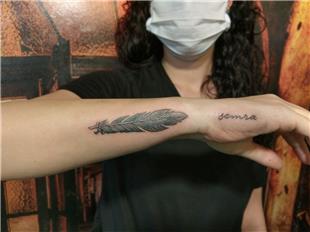 sim Dvmesi Ty Motifi ile Kapatma / Name Tattoo Cover Up with Feather