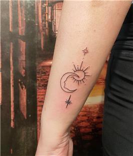 Atatürk Ay Yıldız Güneş Dövmesi / Moon Star Sun Tattoo