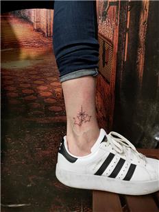 Ayak Bileine Pusula ve Yldzlar Dvmesi / Compass and Stars Ankle Tattoo