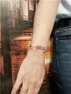 Atlas smi ve Yapraklar Bileklik Dvme / Atlas Name and Leaves Bracelet Tattoo
