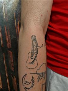 Gitar Telleri zerinde Uyuyan Adam Dvmesi / Sleeping Man on Guitar Strings Tattoo