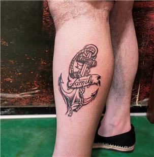 Bacaa apa ve Aile Dvmesi / Anchor and Family Tattoo on Leg